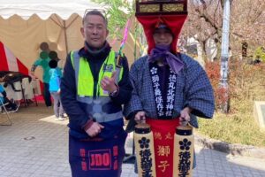 赤塚梅まつりにて、徳丸北野神社獅子舞保存会による獅子舞