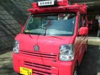 消防団で機材の点検、洗車、6月の操法大会に向けた訓練の準備