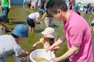 徳丸小学校の土曜授業でのヤゴとりを支援