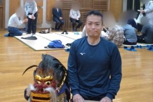 獅子舞奉納に向けた獅子舞保存会の練習終了