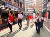 本日も東京都議会議員候補の松田やすまさ！