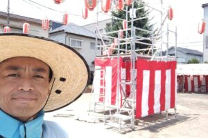 蓮沼東町会盆踊り大会の準備に朝から参加