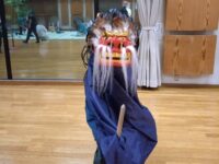 徳丸北野神社獅子舞保存会の三匹獅子舞の練習
